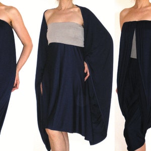 Multi way dress - Navy blue dress  - Convertible Wrap Infinity Multi - way dress in two colors jersey - more than 18 ways to wear, No.1