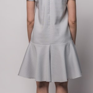 Light Gray Classic Dress Women's Summer Wide Dress with 'Wings' Above the Knee Pockets image 5