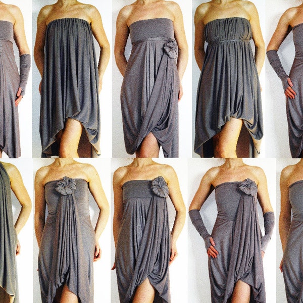 Convertible dress - Grey Bridesmaids Dress - Convertible Wrap Infinity Multi- way dress - more than 18 ways to wear, No.1