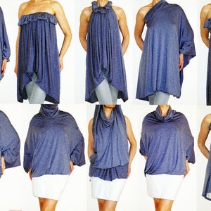 Convertible Wrap Infinity Multi-way Dress or Tunic in Bluish-grey ...