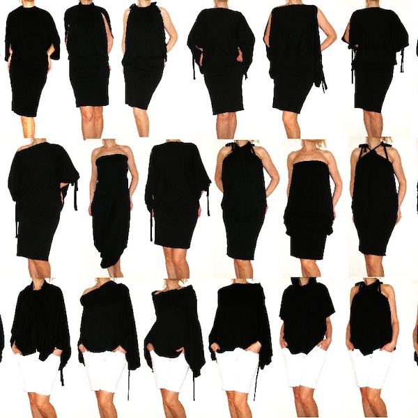 Multi-Way Black Convertible Dress in Jersey - More than 12 Ways to Wear, No.2