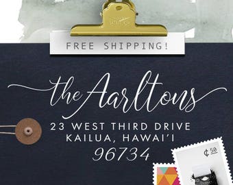 Custom Address Stamp, Return Address Stamp, Wedding Address Stamp, Calligraphy Address Stamp, Self inking stamp, Eco Mount, Address Stamp