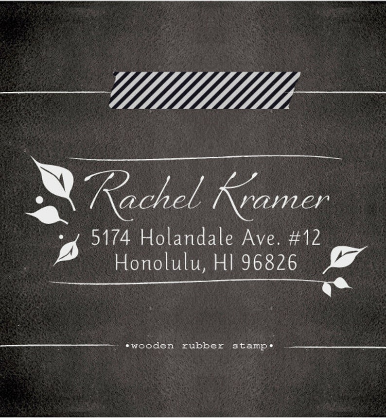 Custom Wood Handle Rubber Address Stamp Wedding Gift Self Etsy