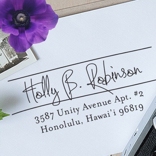 Custom Address Stamp, Calligraphy Stamp, Self Inking Address Stamp, Wedding Stamp, Wedding Gift, Personalization Stamp, Wood Address - 1014