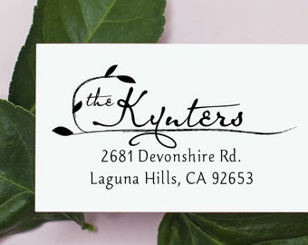 Custom Address Stamp, Self Inking Rubber Stamp, Wooden Address Stamp, Pre Inked, Calligraphy Stamp, Personalized Gift, Wedding Gift - 1032