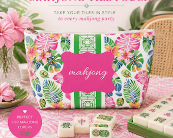 Mahjong Tile Bag, Colorful Coastal Floral Design, Option to personalize