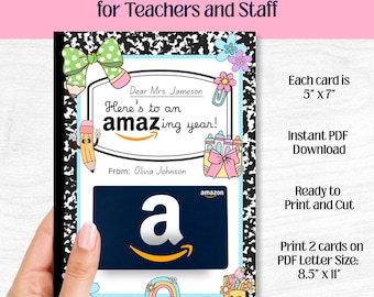 Porta carte regalo retrò per il ritorno a scuola per insegnanti / PDF stampabile, download immediato