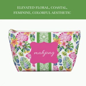 Mahjong Tile Bag, Colorful Coastal Floral Design, Option to personalize image 3