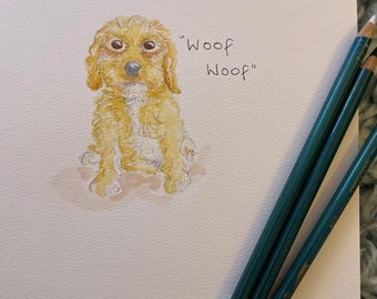 Custom watercolour pet portrait
