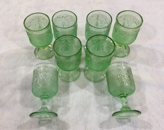 Vintage Green Tiara Sandwich Glass Goblets 8oz. Set of 8 Etsy
