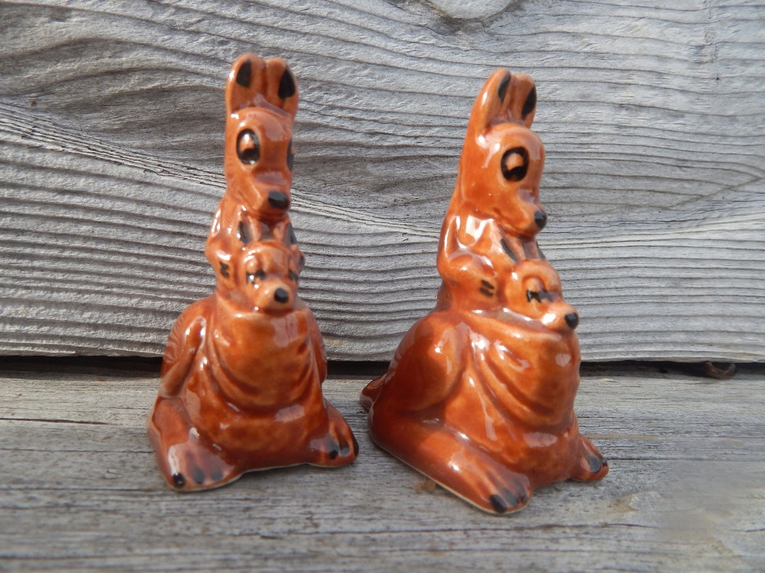 Vintage Kangaroo Ceramic Salt and Pepper Shakers Etsy