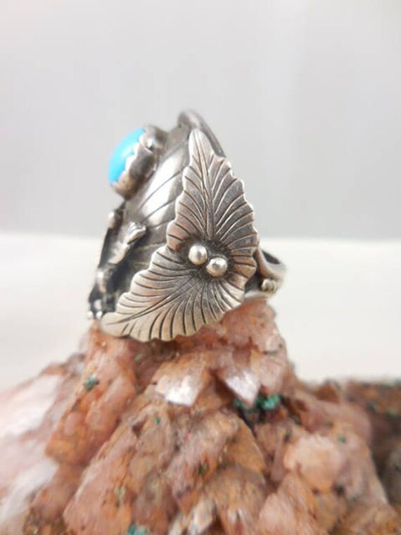 Vintage Native American Turquoise Eagle Ring - image 3