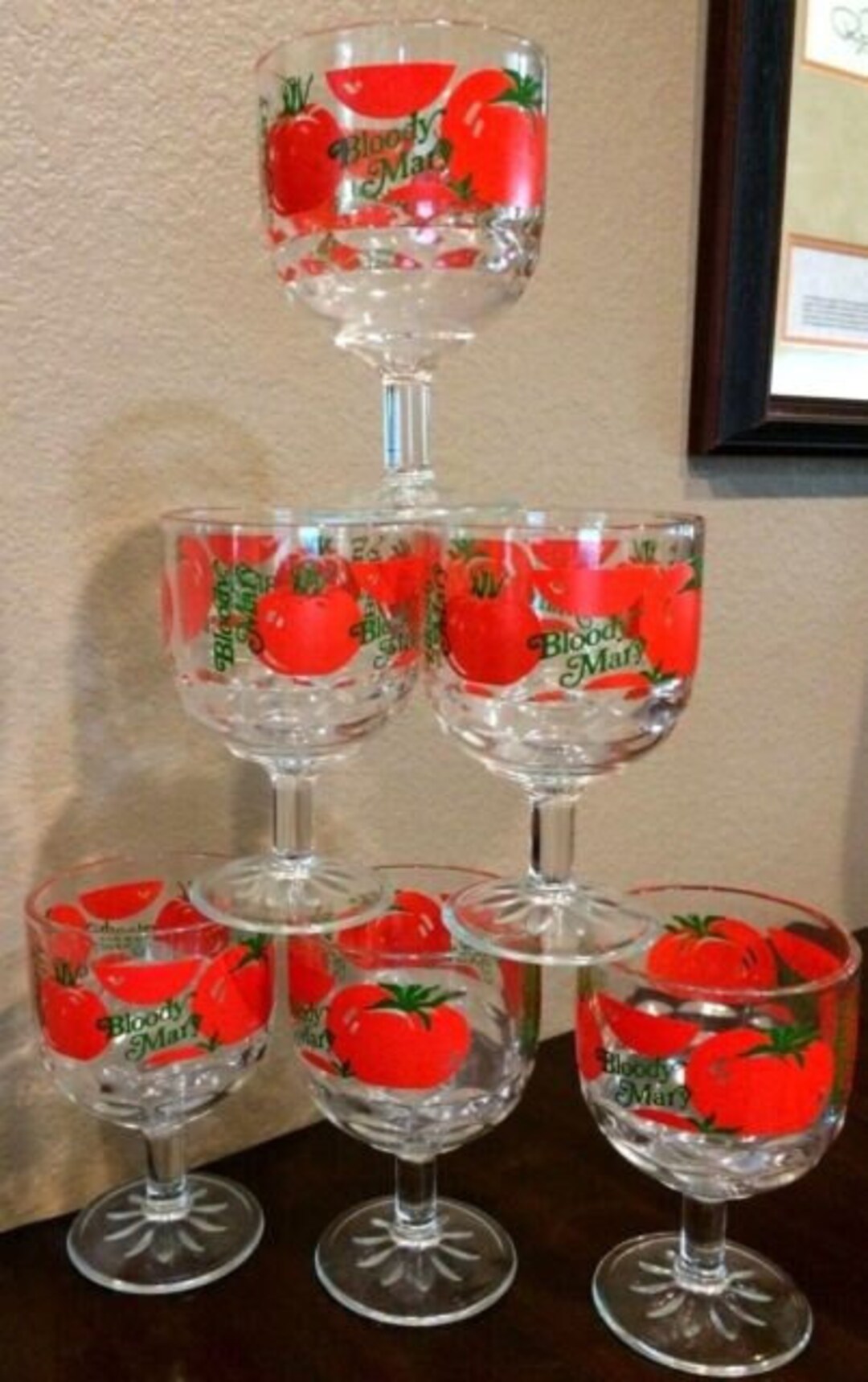 Set of Six Vintage Bloody Mary Goblets Glasses Etsy