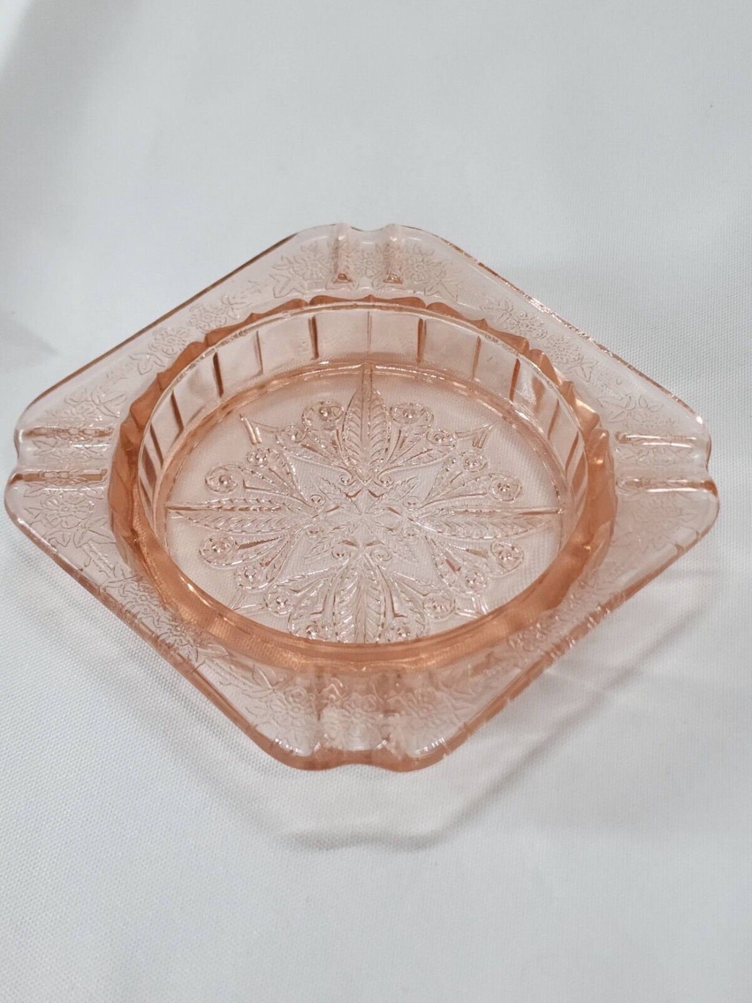 Pink Depression Glass adam Pattern Ashtray Etsy