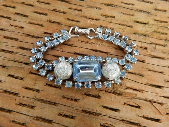 Blue Rhinestone Bracelet - image 1