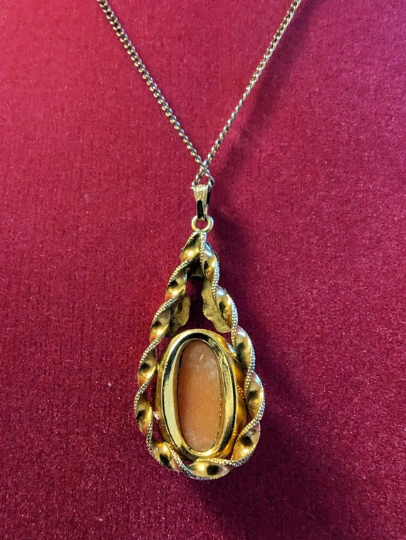 Antique 1920's Cameo Shell Pendant Necklace - image 4