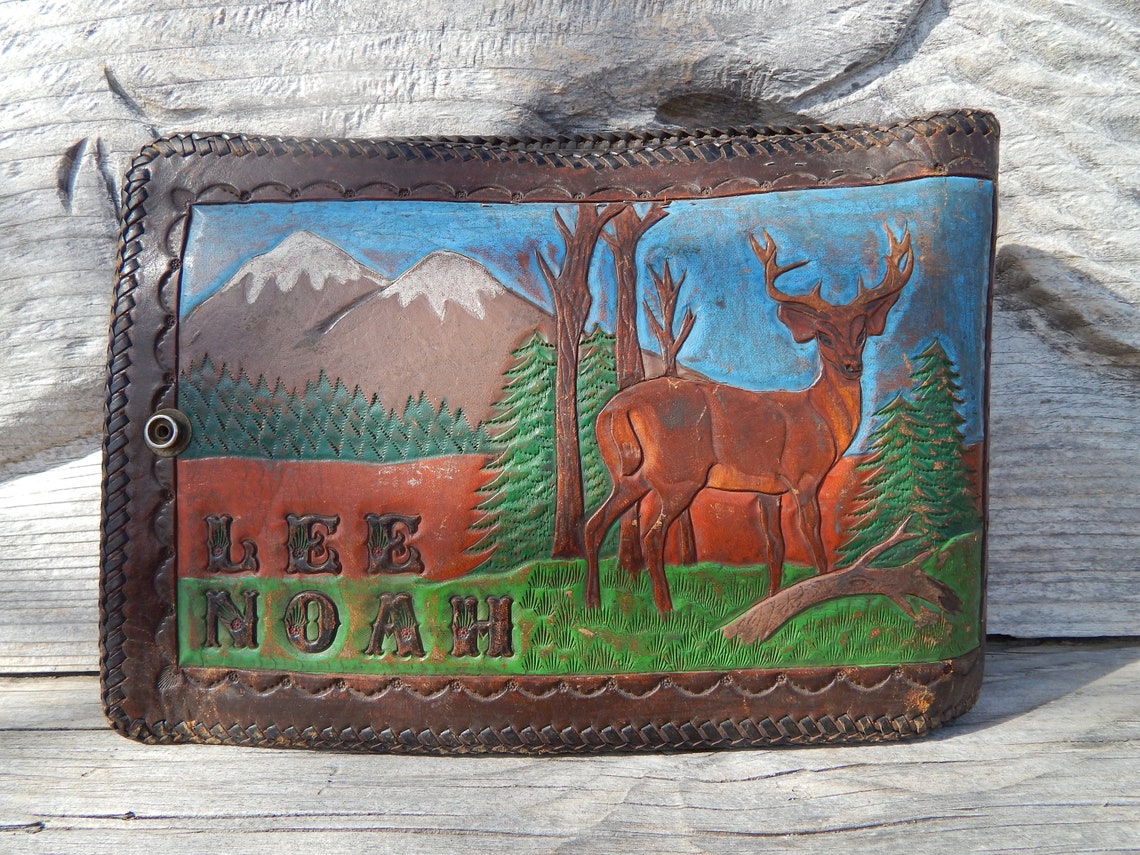 Vintage Leather Hand Tooled Truckers Log Book Cover Etsy