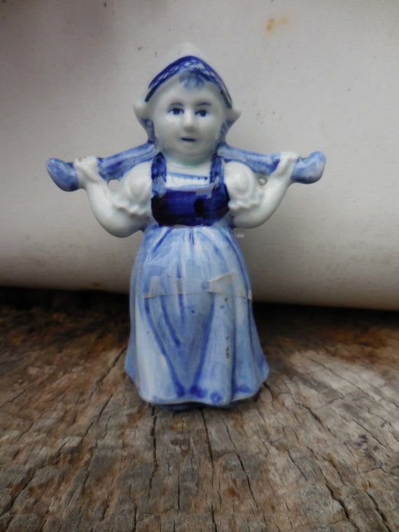 Vintage Blue Delft Dutch Girl Figurine | Etsy