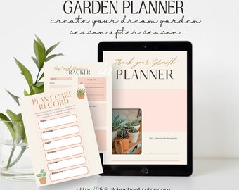 plr mrr garden Planner Printable Gardening Log Garden Journal Gardening Organizer Gardening Logbook Gardening Book Planting Canva Template