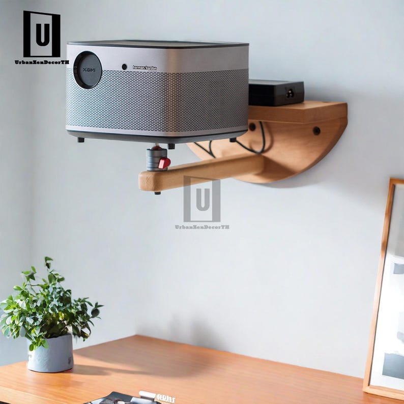 Projector Turntable Wall Mounted Projector Stand,projector Shelf ,solid Hardwood,floating ...