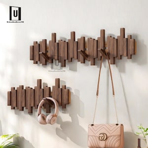 Solid Wood Piano Coat Rack,Multifunctional Wall Organizer, Entryway Storage,Flip Down Piano Keys, Shaped Hook Rack, Housewarming Gift