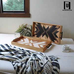 Rectangle Wood Tray,Black Walnut,Charcuterie Board,Coffee Table + Ottoman Tray,Personalized Rectangle Wood Tray,Black Walnut,Desktop Storage