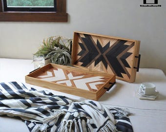 Rectangle Wood Tray,Black Walnut,Charcuterie Board,Coffee Table + Ottoman Tray,Personalized Rectangle Wood Tray,Black Walnut,Desktop Storage