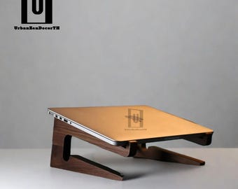 Walnut Wood Laptop Riser, Heightening Storage Bracket