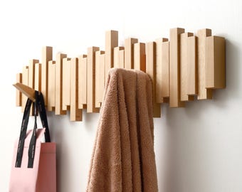 Beech Wood Piano Coat Rack,Multifunctional Wall Organizer,Solid Wood Piano Coat Rack, Entryway Storage,Solid Wood Piano Coat Rack
