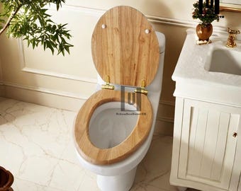 Toilettensitz Aus Holz, Rund – Mit Metallscharnieren, Leicht Zu Reinigen