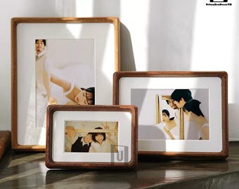 Handmade Walnut Wood Picture Frame, Solid Hardwood Anniversary Gift
