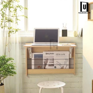 Wall Mounted Desk,Small Desk,Murphy Desk Table,Folding Desk,Wood Floating Desk,Home Office Desk, Wall Hanging Table, Unique Gift,Murphy Desk