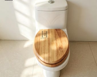 Toilettensitz Holz mit MicroLift,Naturholz,Stahl Scharniere,Toilette Massivholz, langsam schließend (länglich oder rund), Toilettendeckel aus Eiche