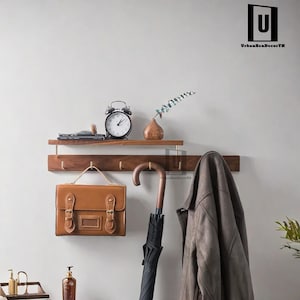 Modern Entryway Organizer,Coat Rack with Shelf Wooden, Holder Leash Hook,Bathroom Towel Rack,Wall Mounted Hat and Key,Laundry Room Hook Rack
