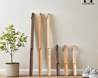 Walnut shoe horn, Walnut shoehorn, Personalization gift ,60th birthday gift , Housewarming,long handle wooden shoe horn with magnetic holder