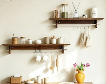 Book Shelf,Kitchen shelves,MODERN Floating Shelves,3 inches thick,HEAVY-DUTY Floating shelves,Rustic shelf,Kitchen Shelves,floating shelves