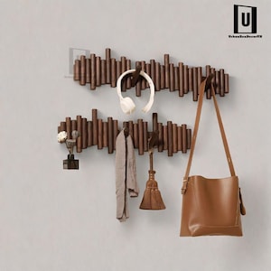 Multifunctional Wall Organizer,Beech Wood Piano Coat Rack,Entryway Storage,Solid Wood Piano Coat Rack,Flip Down Piano Keys Shaped Hook Rack