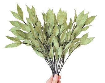 Leafy Ruscus Branches: Handmade Crepe Paper Foliage ONE STEM