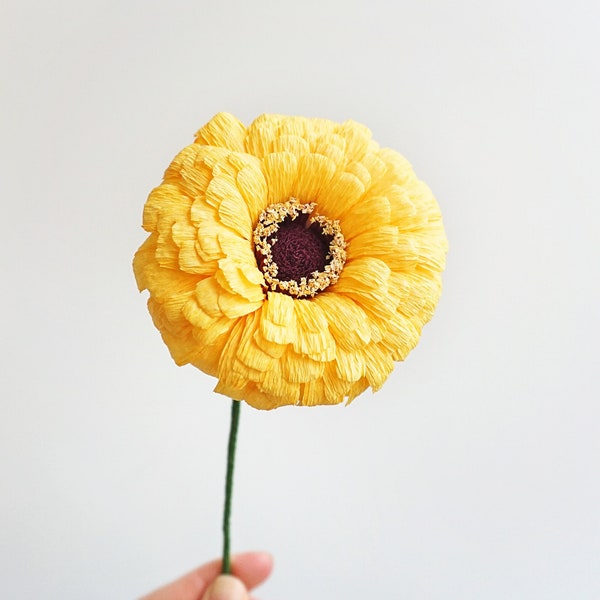 Summer Garden Zinnia—Handmade Crepe Paper Flower
