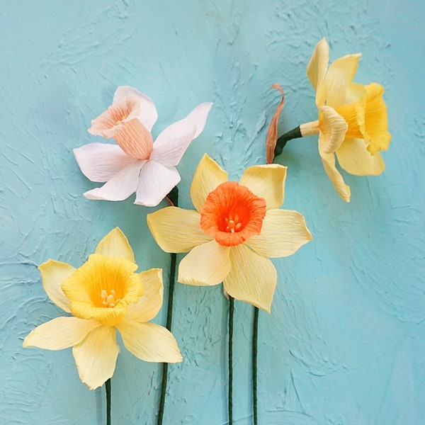 Spring Narcissus/Daffodils: Handmade Crepe Paper Flower