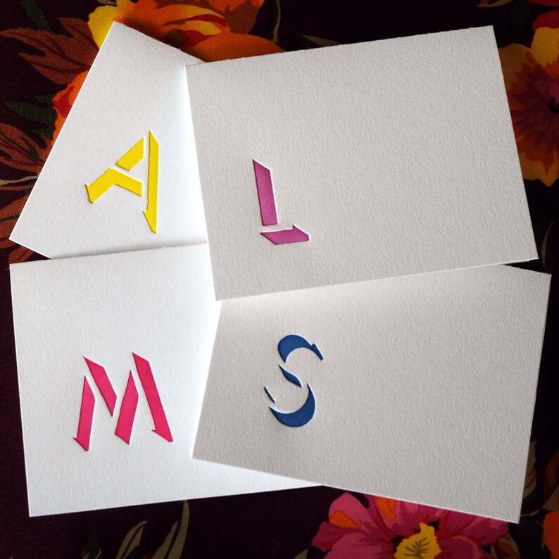 Custom shadow monogram letterpress stationery image 2