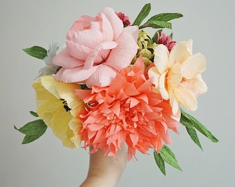 Multicolor Pastel Handmade Crepe Paper Flower Bouquet — the perfect birthday, anniversary or house warming gift!