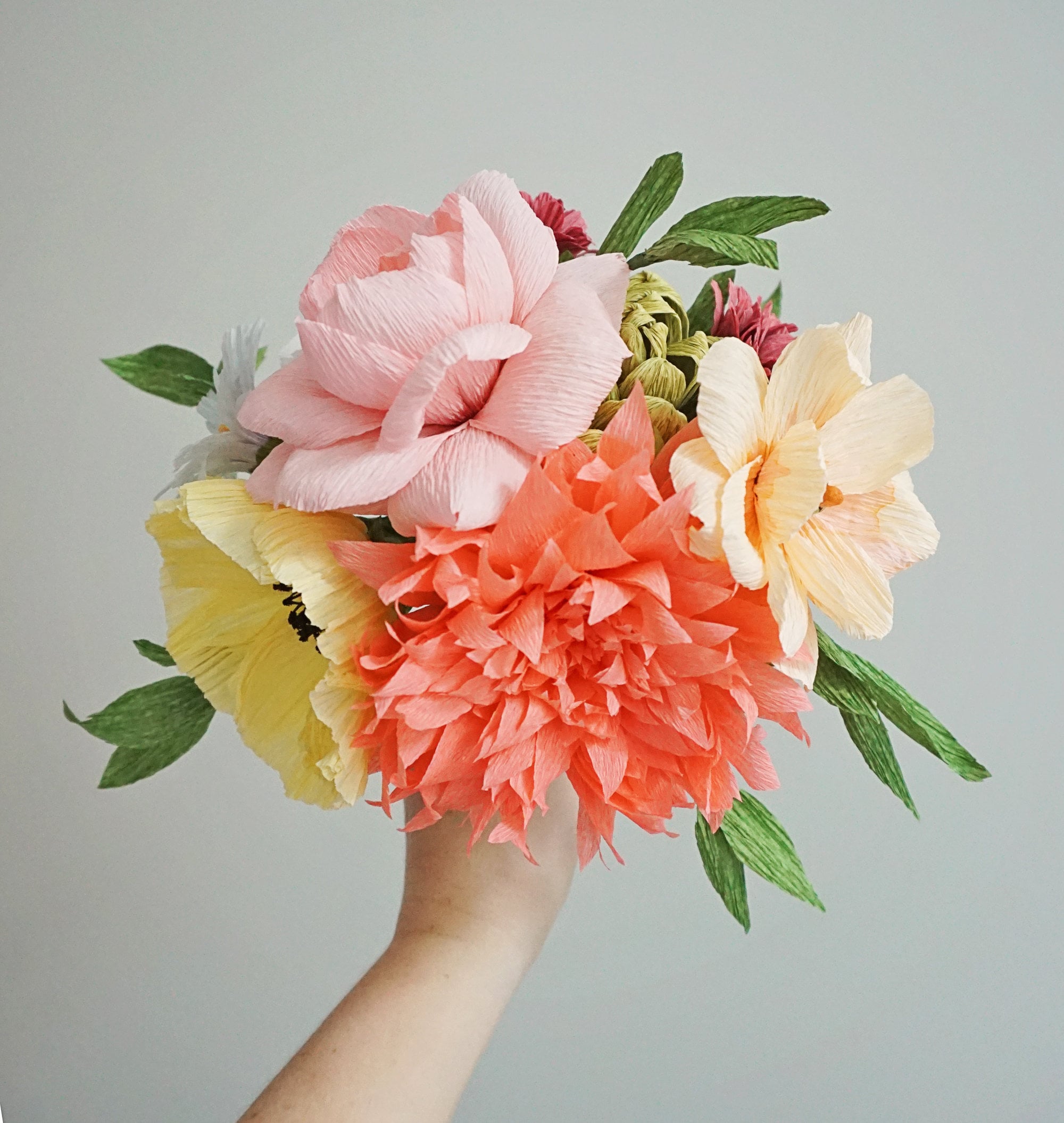 Multicolor Pastel Handmade Crepe Paper Flower Bouquet The Etsy