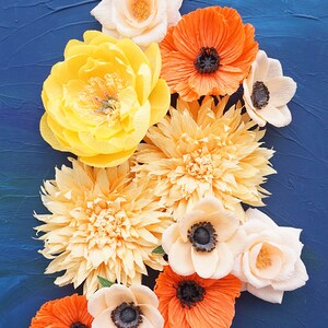 Yellow and Orange Paper Floral Styling Kit: Photography props, props for flat lays, professional photographer, wedding kit image 4