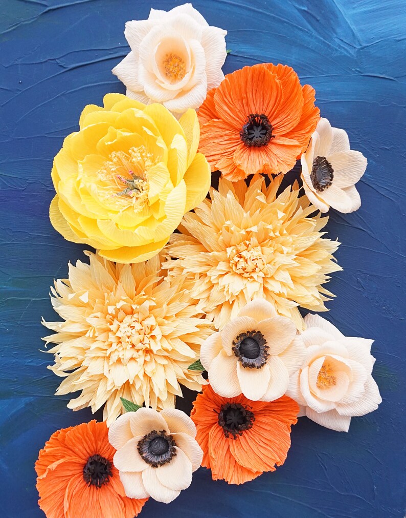 Yellow and Orange Paper Floral Styling Kit: Photography props, props for flat lays, professional photographer, wedding kit image 4