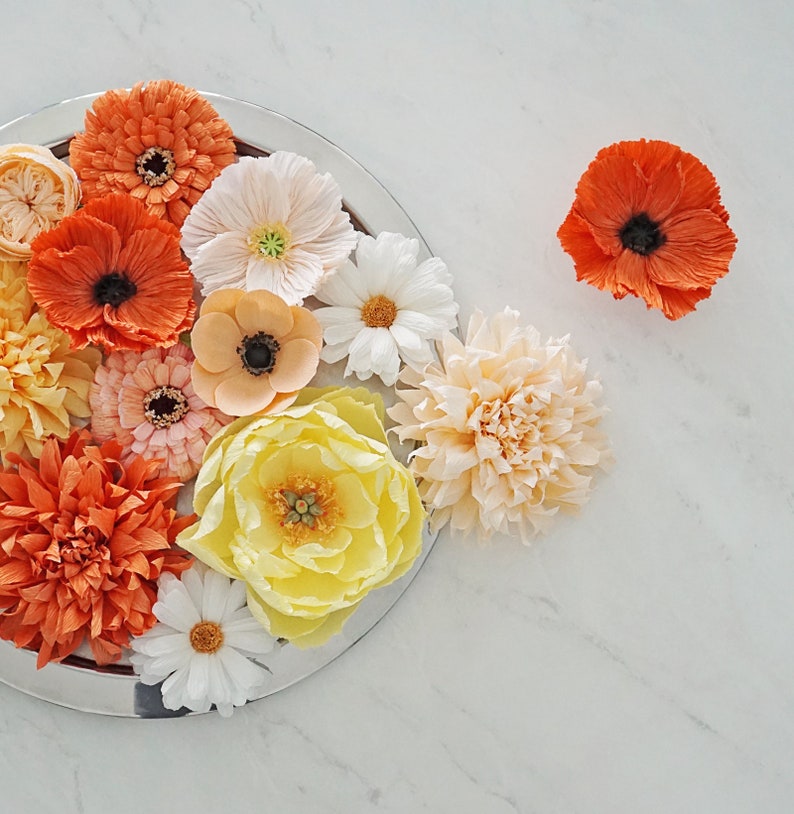 Yellow and Orange Paper Floral Styling Kit: Photography props, props for flat lays, professional photographer, wedding kit image 9