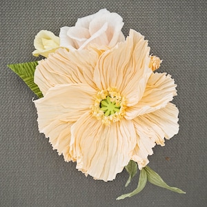 Corsaro di nozze / evento speciale o boutonniere: carta in crêpe fatta a mano papavero islandese