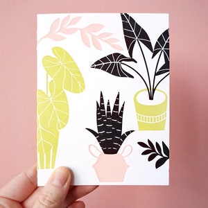 House Plant Silhouettes Letterpress Cardany occasion, thinking of you, birthday, thank you card image 1