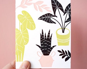 House Plant Silhouettes Letterpress Card—any occasion, thinking of you, birthday, thank you card