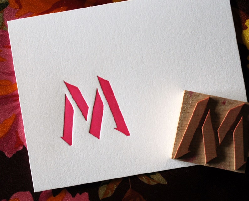 Custom shadow monogram letterpress stationery image 4